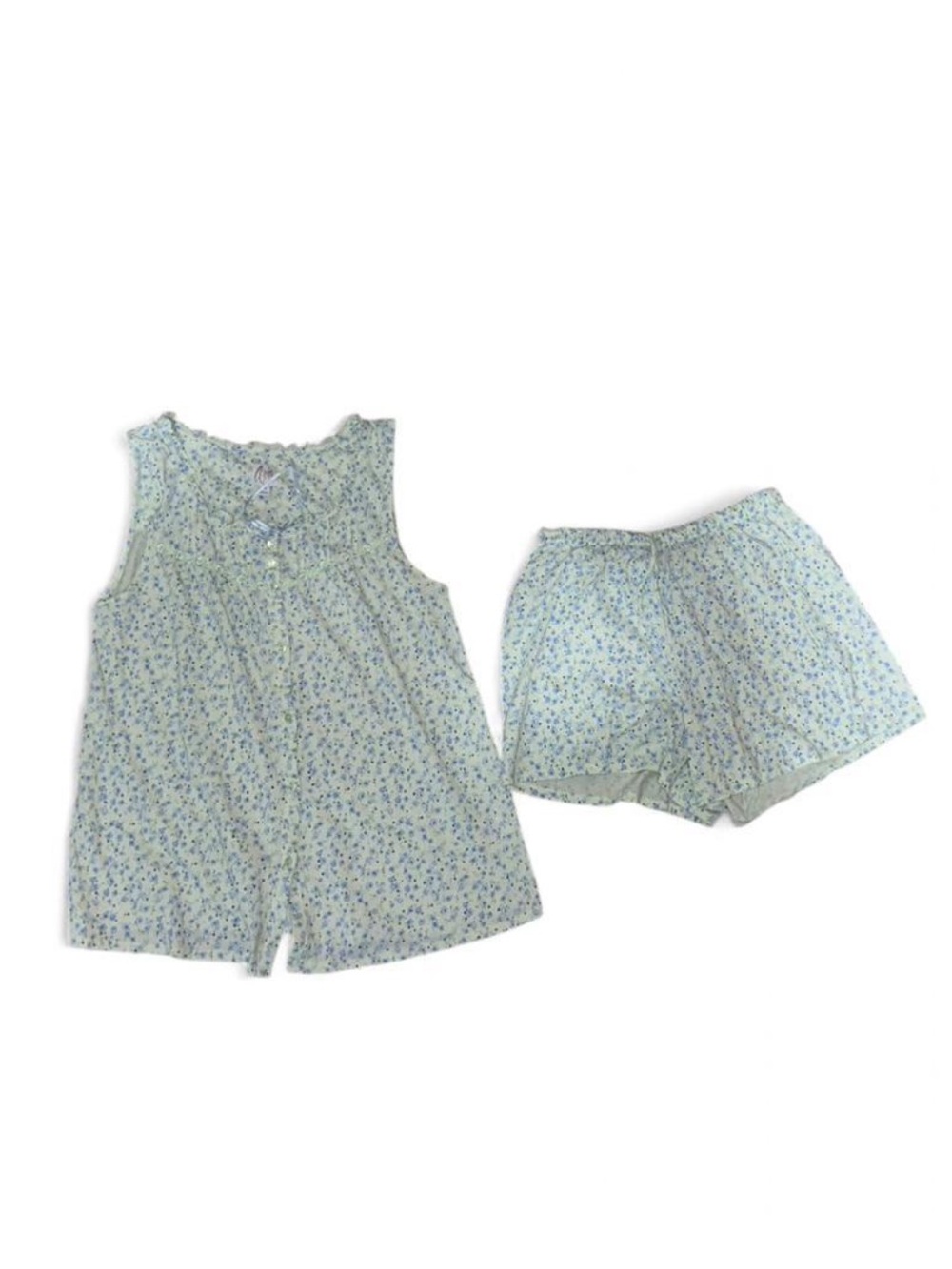 Aria Women’s Mint Green and Blue Floral Lightweight Cotton Pajama Set Size Small